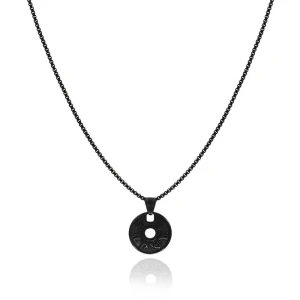Naszyjnik ze stali medalion mantry czarny box 2,5 mm