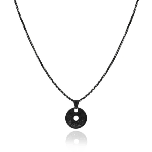 Naszyjnik ze stali medalion mantry czarny box 2,5 mm