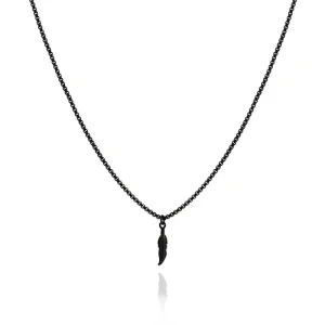 Naszyjnik ze stali czarny pióro symbol box 2,5 mm