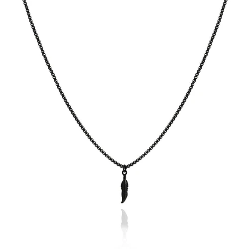 Naszyjnik ze stali czarny pióro symbol box 2,5 mm