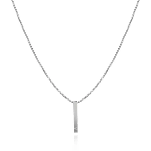 Naszyjnik ze stali wisior bryła srebrny box 2,5 mm