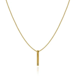 Naszyjnik ze stali wisior bryła złoty box 2,5 mm