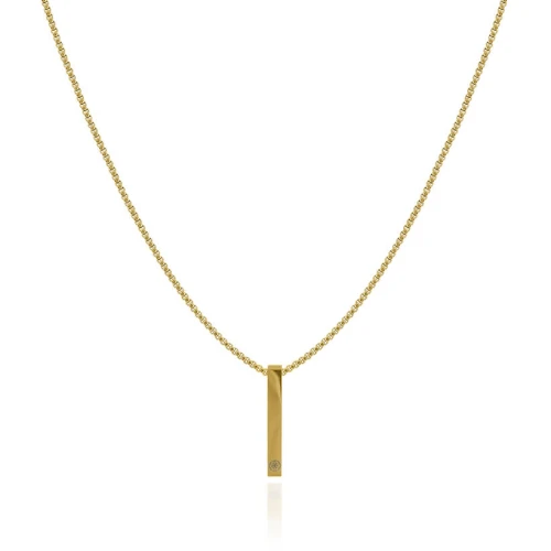 Naszyjnik ze stali wisior bryła złoty box 2,5 mm