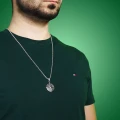 Naszyjnik ze stali kompas wisior srebrny box 3 mm