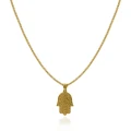Naszyjnik ze stali zawieszka hamsa dłoń złoty box 3 mm