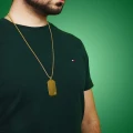 Naszyjnik ze stali nieśmiertelnik dogtag złoty box 3mm