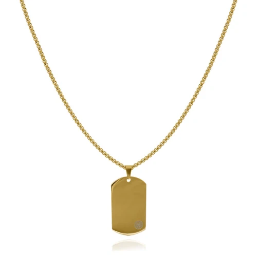 Naszyjnik ze stali nieśmiertelnik dogtag złoty box 3mm
