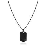 Naszyjnik ze stali kulkowy nieśmiertelnik dogtag czarny