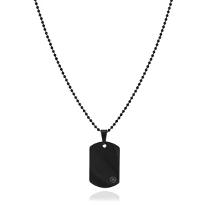 Naszyjnik ze stali kulkowy nieśmiertelnik dogtag czarny