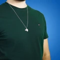 Naszyjnik ze stali hamsa oko proroka symbole rolo srebrny 2 mm