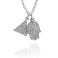 Naszyjnik ze stali hamsa oko proroka symbole rolo srebrny 2 mm