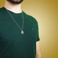 Naszyjnik ze stali kwiat owoc życia symbole srebrny rolo 2 mm