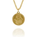 Naszyjnik ze stali hamsa amulet symbol złoty rolo 2 mm