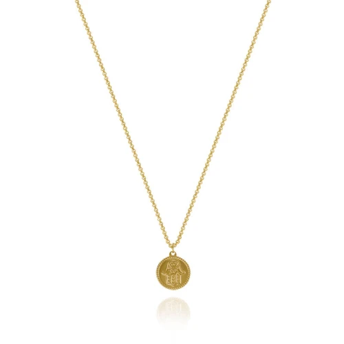 Naszyjnik ze stali hamsa amulet symbol złoty rolo 2 mm