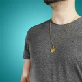 Naszyjnik ze stali kwiat owoc życia symbole złoty rolo 2 mm