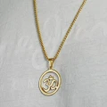 Naszyjnik ze stali symbol om mantra złoty box 2,5 mm