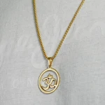 Naszyjnik ze stali symbol om mantra złoty box 2,5 mm