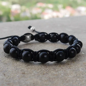 Bransoletka shamballa heban czarny srebro