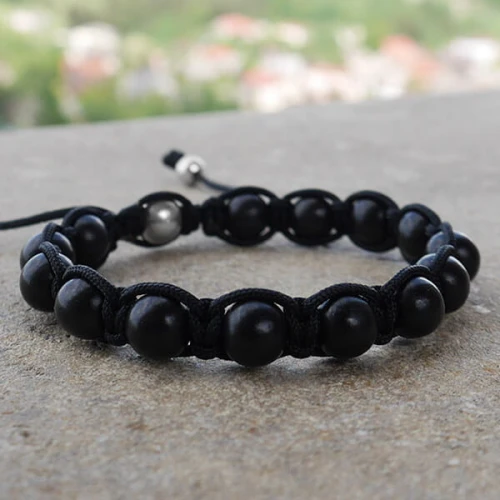 Bransoletka shamballa heban czarny srebro
