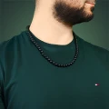 Naszyjnik z kamieni czarny matowy onyks 8 mm stal szlachetna
