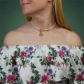 Naszyjnik z kamieni jadeit perły naturalne owoc życia stal szalchetna