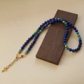 Naszyjnik z kamieni lapis lazuli apatyt hematyt 6 mm stal szlachetna