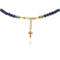 Naszyjnik z kamieni lapis lazuli apatyt hematyt 6 mm stal szlachetna