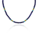 Naszyjnik z kamieni lapis lazuli apatyt hematyt 6 mm stal szlachetna