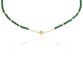 Naszyjnik z kamieni mini choker jadeit szmaragdowy srebro pozłacane kryształy