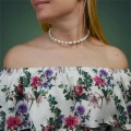 Naszyjnik z pereł dużych choker srebro pozłacane