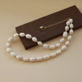 Naszyjnik z pereł dużych choker srebro pozłacane