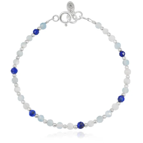 Bransoletka z kamieni mini akwamaryn lapis lazuli srebro