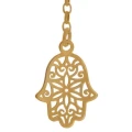 Kolczyki zwisy hamsa łańcuszek srebro pozłacane