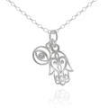 Naszyjnik ze srebra hamsa oko proroka cyrkonia symbole rolo