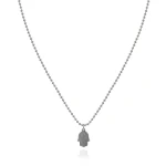 Naszyjnik ze stali kulkowy hamsa symbol srebrny