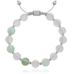 Bransoletka shamballa agat mleczny amazonit hematyt