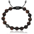 Bransoletka shamballa drewno heban labradoryt hematyt