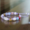 Bransoletka shamballa kolorowa kamienie muszla perła drewno