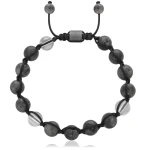 Bransoletka shamballa labradoryt kryształ górski hematyt szara