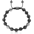 Bransoletka shamballa labradoryt kryształ górski hematyt szara