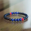 Bransoletka z kamieni onyks czarny koral lapis lazuli  heban tygrysi