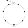 Bransoletka ze srebra kamienie mini spinel czarny naturalny fasetowany