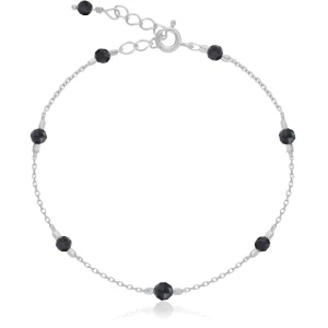Bransoletka ze srebra kamienie mini spinel czarny naturalny fasetowany