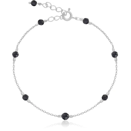 Bransoletka ze srebra kamienie mini spinel czarny naturalny fasetowany
