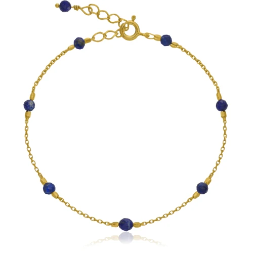 Bransoletka ze srebra pozłacana kamienie mini lapis lazuli naturalny