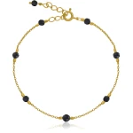 Bransoletka ze srebra pozłacana kamienie mini spinel czarny naturalny