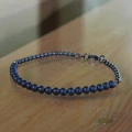 Bransoletka z kamieni czarny onyks stal szlachetna czarna