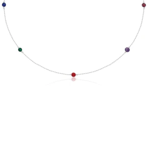 Naszyjnik choker ze srebra naturalne kamienie kolorowe