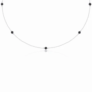 Naszyjnik choker ze srebra naturalne kamienie spinel czarny