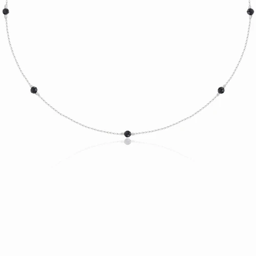 Naszyjnik choker ze srebra naturalne kamienie spinel czarny